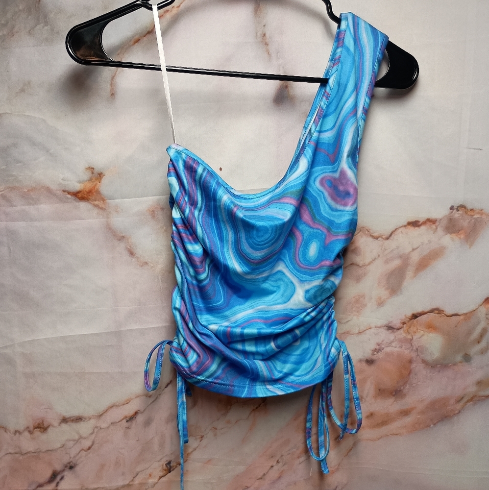 Shein One Shoulder Marble Cinchedβ Tank - Picture 5 of 5